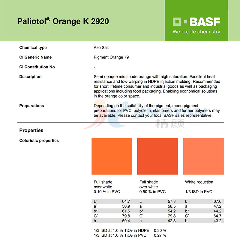 巴斯夫葩麗特K2920技術數(shù)據(jù)表