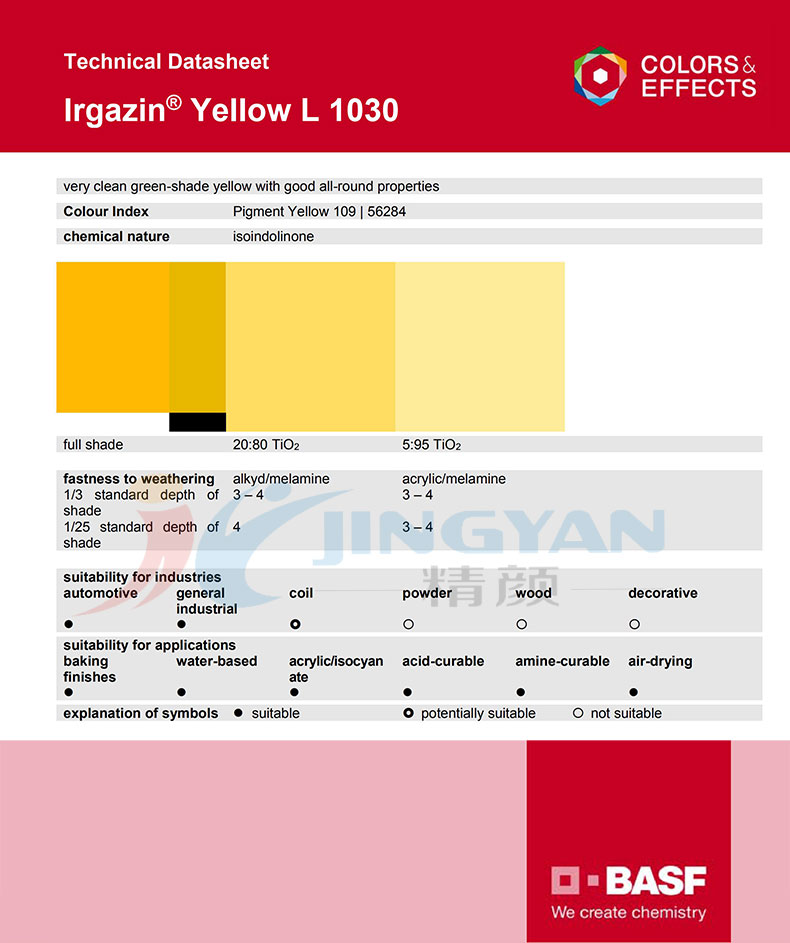 巴斯夫L1030異吲哚啉酮黃顏料TDS報(bào)告