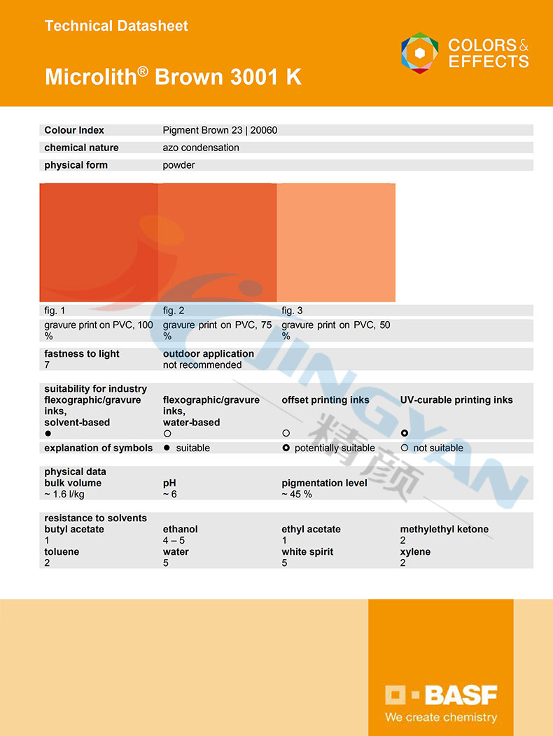巴斯夫微高力3001K預分散顏料TDS報告