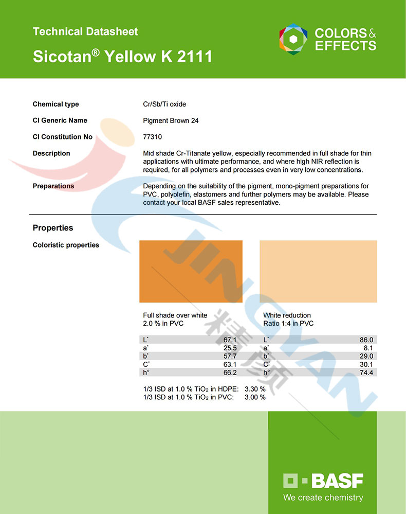 巴斯夫鈦鉻棕K2111近紅外反射顏料TDS技術(shù)報告