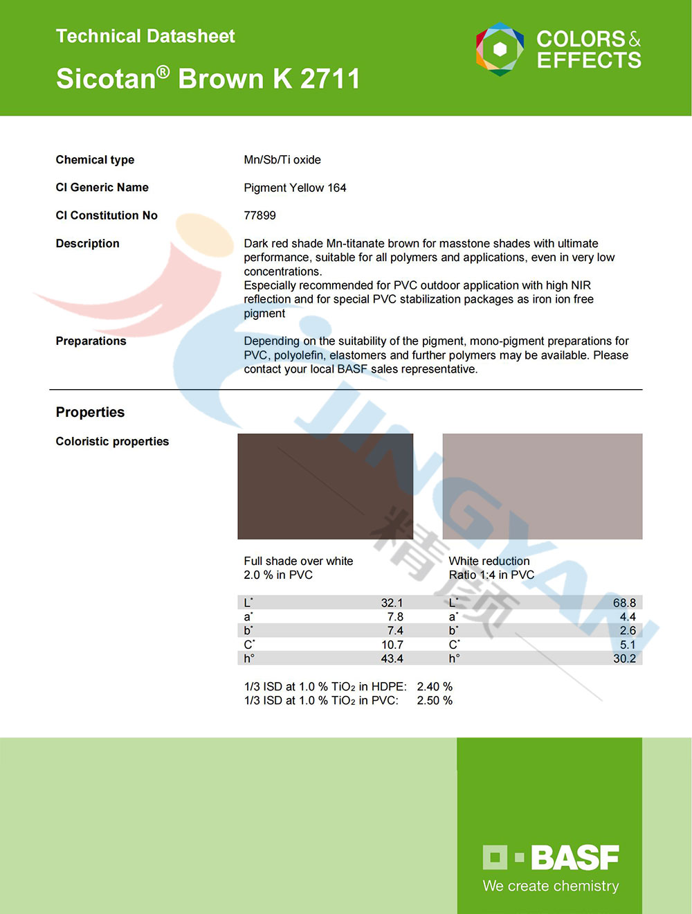 巴斯夫鈦錳棕K2711紅外反射顏料TDS報(bào)告